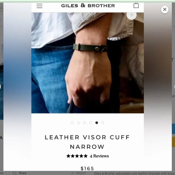 Giles & Brother Leather Visor Cuff Narrow Bracelet - Picture 4 of 5